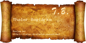 Thaler Boglárka névjegykártya