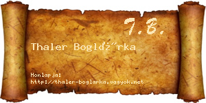 Thaler Boglárka névjegykártya